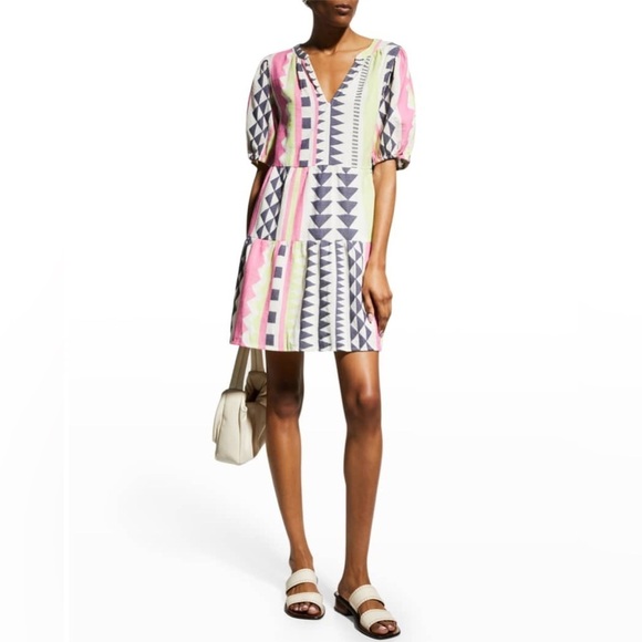 Velvet by Graham & Spencer Dresses & Skirts - Velvet by Graham & Spencer Danica Short Tiered Neon Geo Jacquard Mini Dress - S